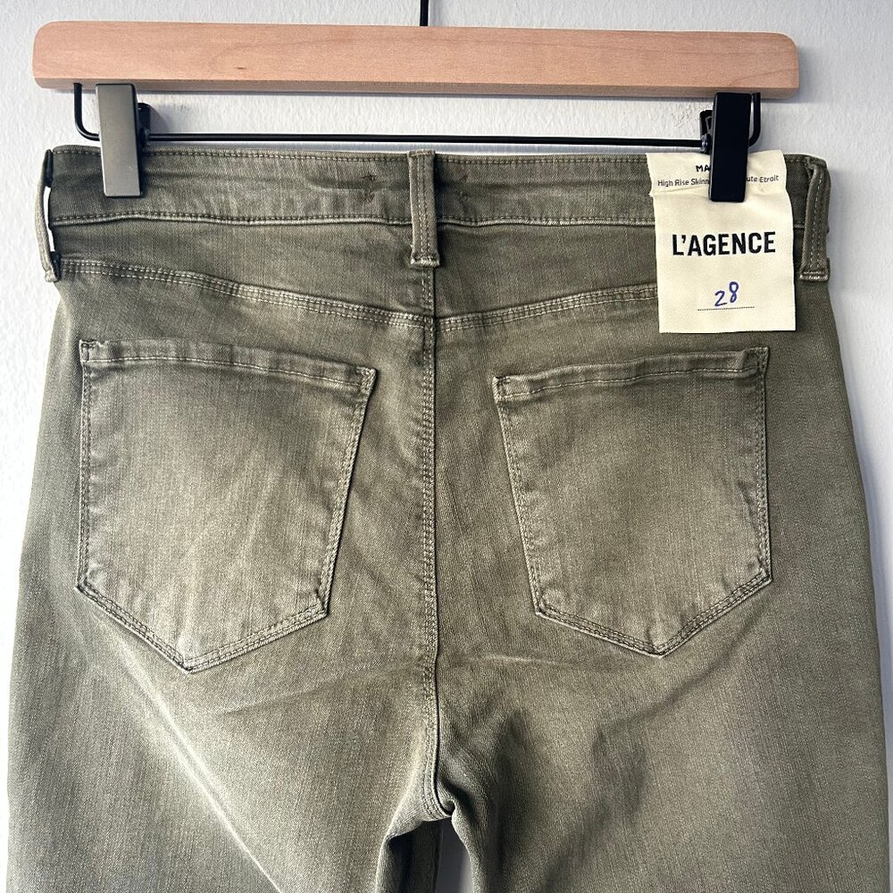L’Agence Jeans Margot High Rise Skinny Olive Green Women's Size 28 NWT - Picture 5 of 10